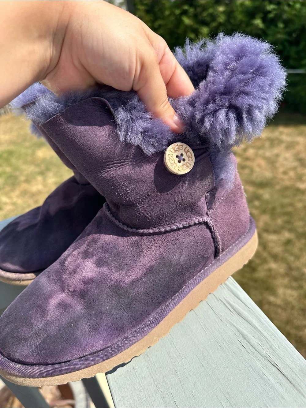 *FLAWED* Ugg Australia | Purple Bailey Button Boots Shoes | Size 4 Girls